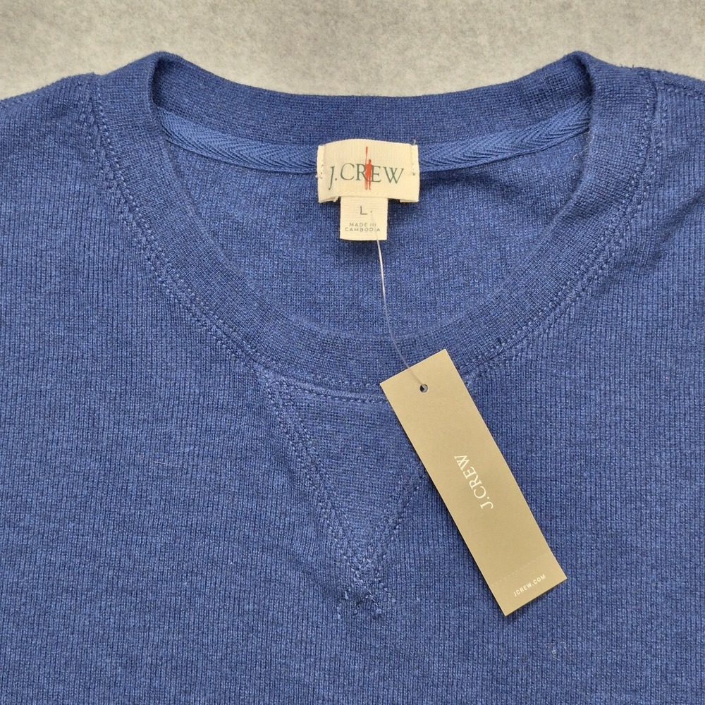 J.Crew Oarsman Sweater Mens Large Blue 100% Cotton Textured Long Sleeve Pullover - Picture 15 of 16